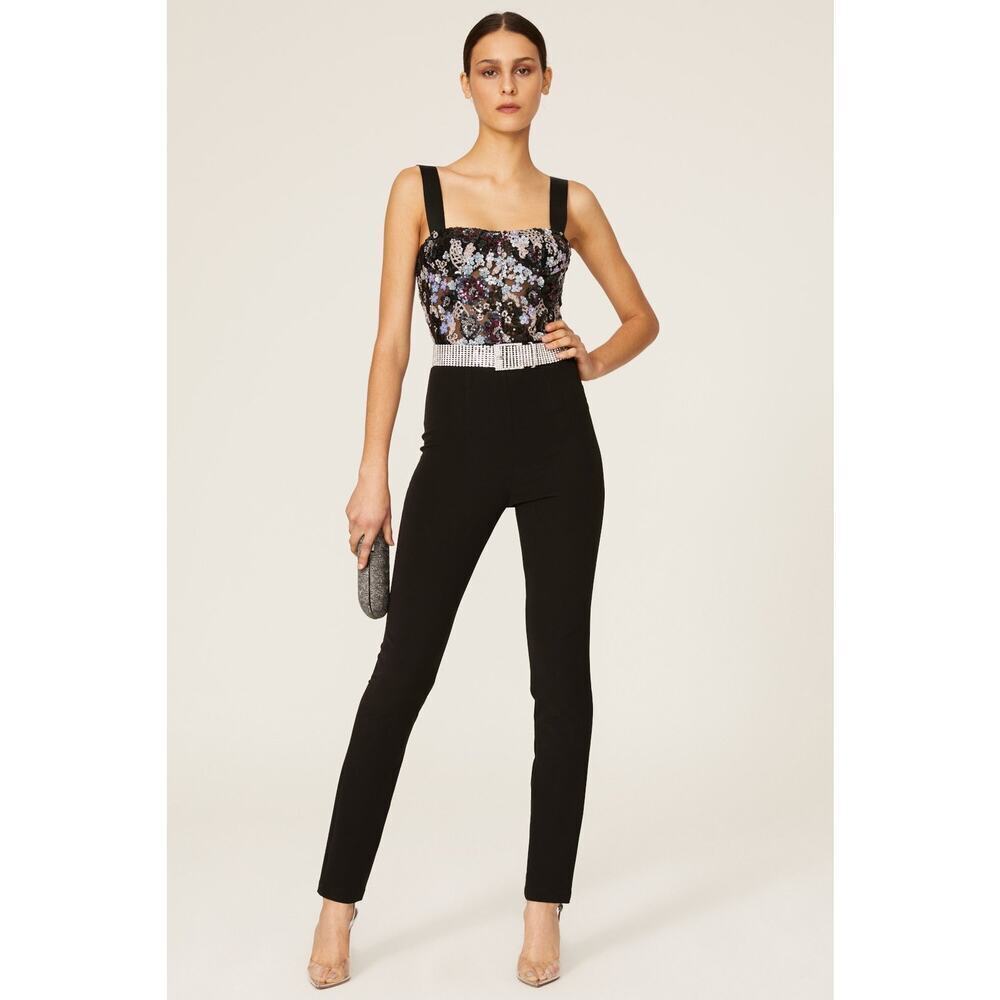 Bronx & Banco Black Sequin Multicolored Sweetheart Neckline Jumpsuit Size S